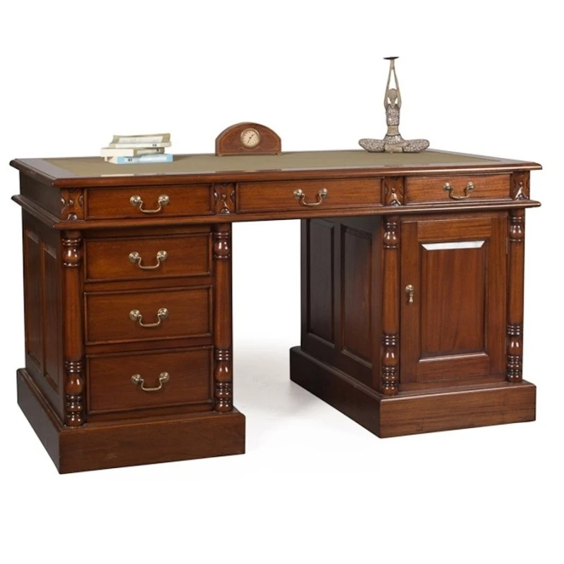 ESCRITORIO DOBLE PEDESTAL CON CUERO 3 ESCRITORIO DOBLE PEDESTAL CON CUERO