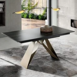 Mesa ANAS De Indesan En Porcelanico -Demarques Tienda anas mesa extensible con tapa porcelanico y patas metalicas 2