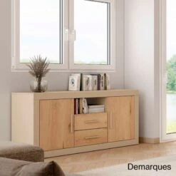 Aparador 180 Cm 2 Puertas, 2 Cajones Y 1 Hueco MILAN V