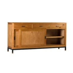 Aparador Madera 180 Cm MOYCOR MADHU 10 Aparador Madera 180 Cm MOYCOR MADHU -Demarques Tienda aparador industrial madhu con 3 cajones y 2 puertas correderas 2