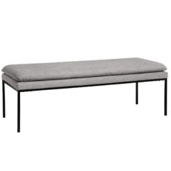 Banqueta Tapizada Gris Patas Metal Negro TURIN