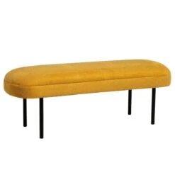 Banqueta Tapizada Mostaza Patas Metal Negro MARSELLA