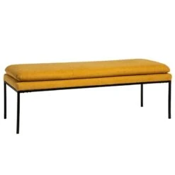 Banqueta Tapizada Mostaza Patas Metal Negro TURIN