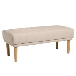 Banqueta Tapizada Beige Patas De Madera BARI