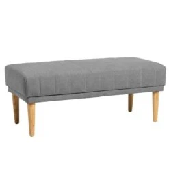 Banqueta Tapizada Gris Patas De Madera BARI