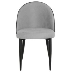 Silla Tapizada Con Pata Metal Negro INGA -Demarques Tienda biarritz silla tapizada gris oscuro con patas metalicas negras 3