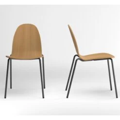 Silla Madera De Roble Y Estructura Metalica BOB -Demarques Tienda bob silla comedor metal y roble tintado 1