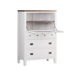 Comoda Alta Blanca 6 Cajones 1 Puerta MOYCOR EVEREST -Demarques Tienda comoda alta blanca de estilo colonial everest 6 cajones 1 puerta abatible 3