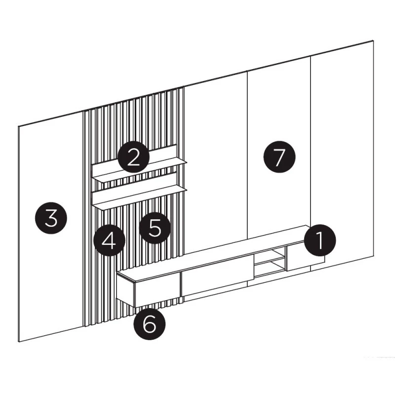 COMPOSICION DE SALON CON PANELADO DE PARED MUSS LR01 4 COMPOSICION DE SALON CON PANELADO DE PARED MUSS LR01 - Imagen 2