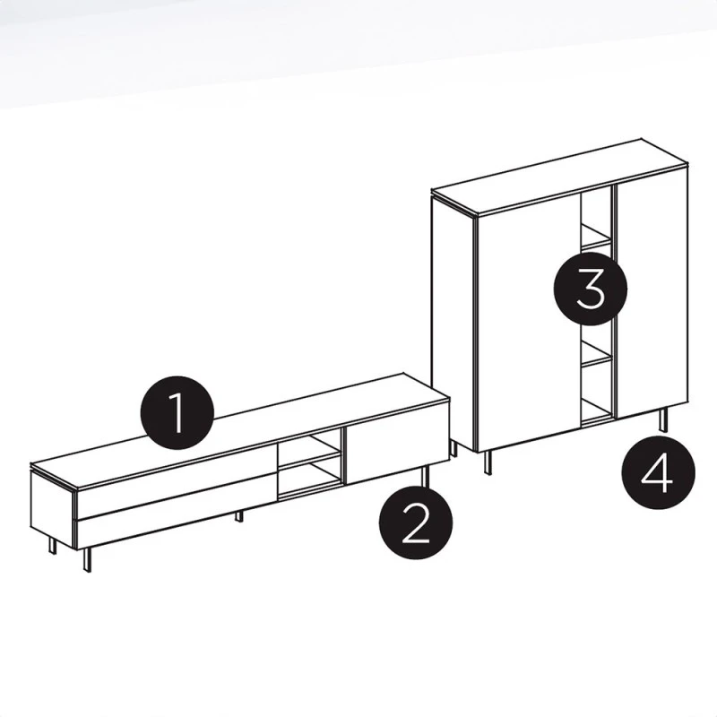 CONJUNTO MUEBLES DE SALON MODERNO MUSS LR03 4 CONJUNTO MUEBLES DE SALON MODERNO MUSS LR03 - Imagen 2