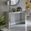 CONSOLA MODERNA ACABADO ESPEJO CON DETALLES DE CRISTAL -Demarques Tienda consola moderna acabado espejo con detalles de cristal