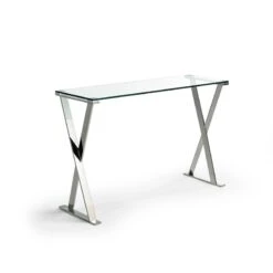 CONSOLA MODERNA ADDA DE ACERO Y CRISTAL TEMPLADO