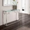 CONSOLA MODERNA LAMBRO DE ACERO Y CRISTAL TEMPLADO -Demarques Tienda consola moderna lambro de acero y cristal templado