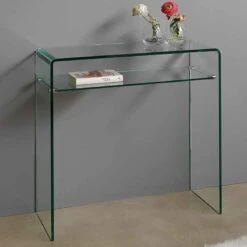 CONSOLA DE CRISTAL CON ESTANTE