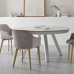 Mesa Redonda Extensible Con Tapa De Porcelanico ESLA