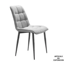 Gala - Silla Tapizada Gris Patas Metalicas Negras