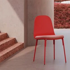 Silla Comedor Carcasa De Madera, Asiento Tapizado Y Patas Metalicas GALET