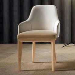 Silla De Comedor Tapizada Con Patas De Madera GRAPE -Demarques Tienda grape silla de comedor tapizada con patas de madera 4