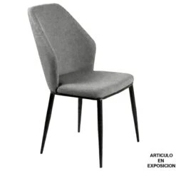 Hera - Silla Tapizada Gris Patas Metalicas Negras