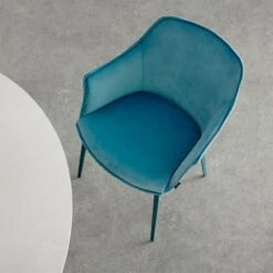 Silla Tapizada Con Reposabrazosy Patas Metalicas KEDUA -Demarques Tienda kedua metal silla comedor con brazos disponible en varios acabados 2