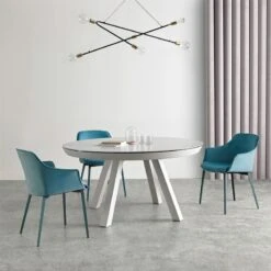 Silla Tapizada Con Reposabrazosy Patas Metalicas KEDUA -Demarques Tienda kedua metal silla comedor con brazos disponible en varios acabados 4