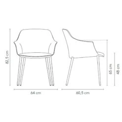 Silla Tapizada Con Reposabrazosy Patas Metalicas KEDUA -Demarques Tienda kedua metal silla comedor con brazos disponible en varios acabados 6