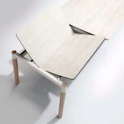 Mesa Extensible Tapa Porcelanico Y Patas De Madera KOLN -Demarques Tienda koln madera mesa de comedor tapa porcelanico disponible en varias medidas 2
