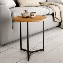 Mesa Auxiliar Redonda Madera-metal SIDNEY