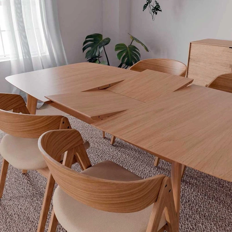 Mesa Comedor Nordica Extensible Roble MANEL 4 Mesa Comedor Nordica Extensible Roble MANEL - Imagen 2