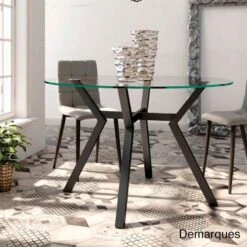 Mesa Comedor Redonda De Cristal NERJA