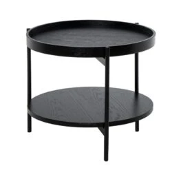 Mesa De Centro Redonda Madera Negra ADRIAN