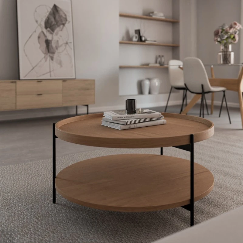 Mesa De Centro Redonda Roble DYLAN 3 Mesa De Centro Redonda Roble DYLAN