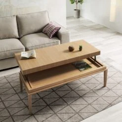 Mesa Centro Elevable 140x60 Patas Madera DEMOS