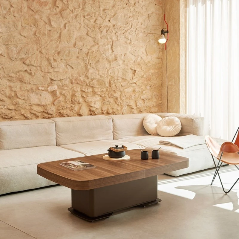 Mesa De Centro Elevable Y Extensible ELEGANT Tapa Redondeada 3 Mesa De Centro Elevable Y Extensible ELEGANT Tapa Redondeada