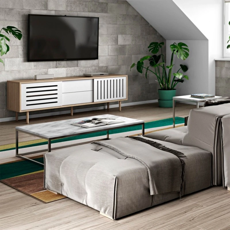 Gleam - Mesa De Centro Marmol Blanco Y Metal Cromado 4 Gleam - Mesa De Centro Marmol Blanco Y Metal Cromado - Imagen 2