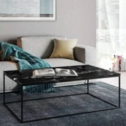 Gleam - Mesa De Centro Marmol Negro Y Patas Negras