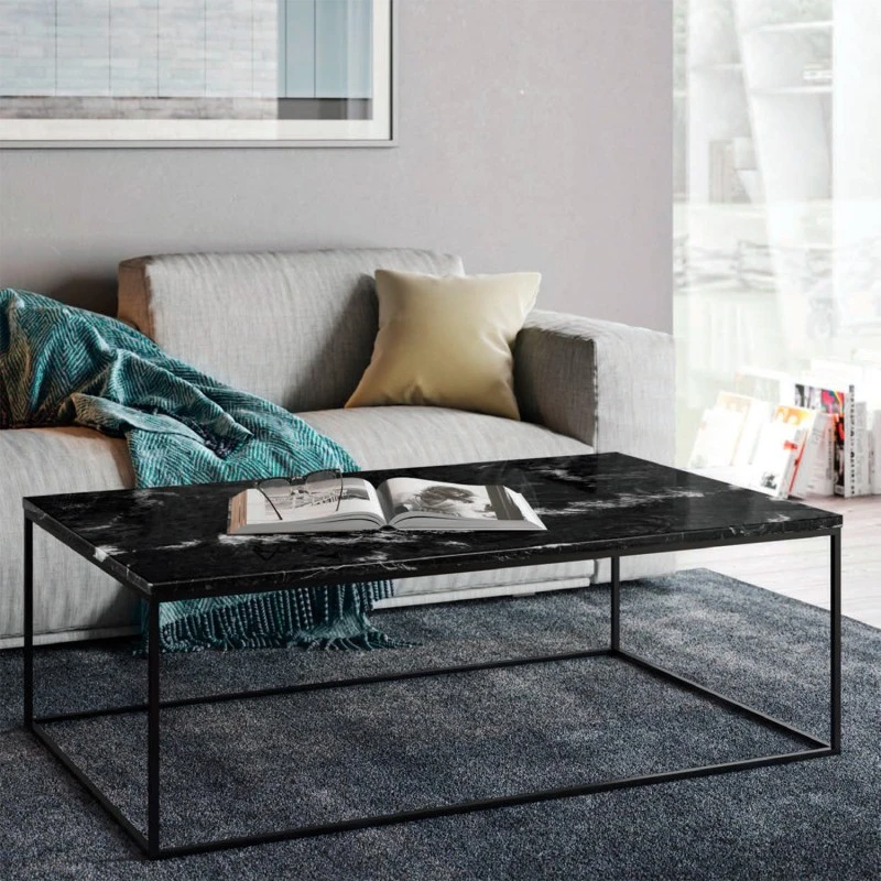 Gleam - Mesa De Centro Marmol Negro Y Patas Negras 3 Gleam - Mesa De Centro Marmol Negro Y Patas Negras