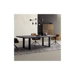 Mesa De Comedor Roble Macizo Y Patas Metalicas ALABAMA SQUARE