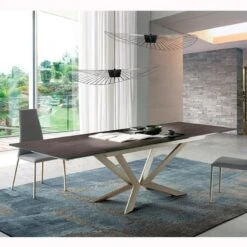 Mesa De Comedor Extensible En Porcelanico Y Metal MOTION
