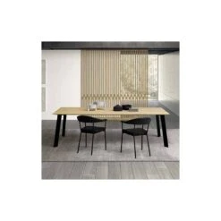 Mesa De Comedor Madera Maciza De Roble Y Patas Metalicas MANHATTAN PASS