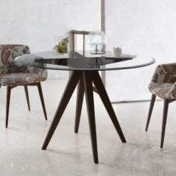 Mesa De Comedor Redonda De Cristal AUGUSTA