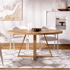 Mesa Comedor Ovalada 160x90 Cm Patas Madera Laminada UDO -Demarques Tienda mesa de comedor ovalada fija 160x90 cm patas madera 2