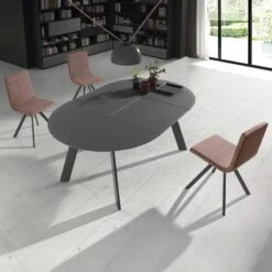 Mesa De Comedor Redonda Cristal Extensible MOONLIGHT