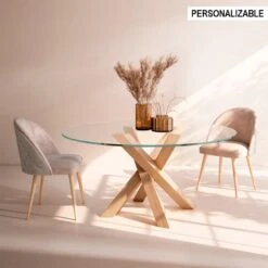 Mesa De Comedor Redonda De Cristal Laura