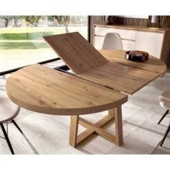 Mesa Comedor Redonda Extensible Patas Madera UDO