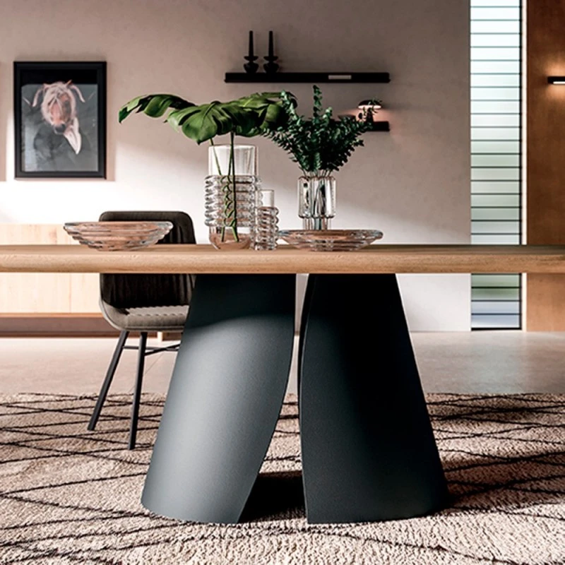 Mesa De Comedor Roble Macizo Y Patas Metal COSMOPOLITAN SHELL 5 Mesa De Comedor Roble Macizo Y Patas Metal COSMOPOLITAN SHELL - Imagen 3