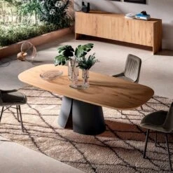 Mesa De Comedor Roble Macizo Y Patas Metal COSMOPOLITAN SHELL