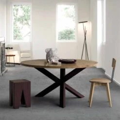 Mesa Redonda Madera Maciza Roble Materico SMART CROSS