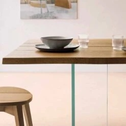 Mesa De Comedor Madera Maciza Roble Y Patas Cristal TWINS WALL V -Demarques Tienda mesa de comedor twins 4