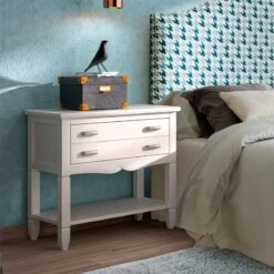 Mesita De Noche Madera De Pino Con 1 Cajon Y Estante AMBERES